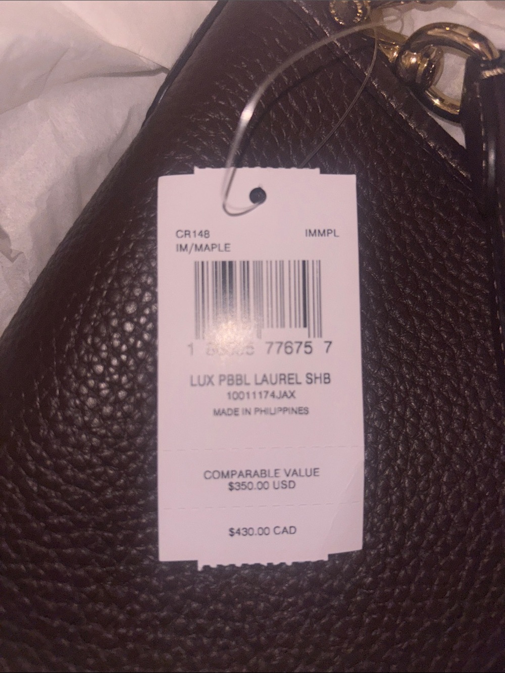 Coach Pebbled large Laurel Leather Shoulder Bag in Brown with Gold Hardware - Picture 9 of 10